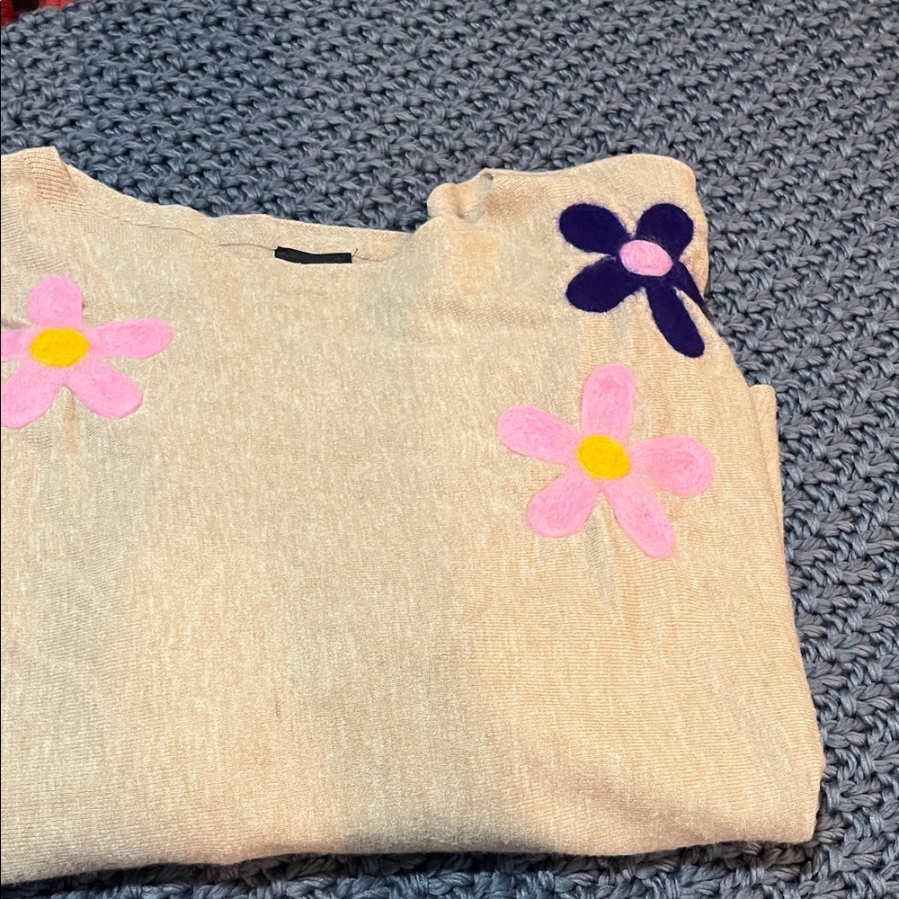 Floral Beige Sweater